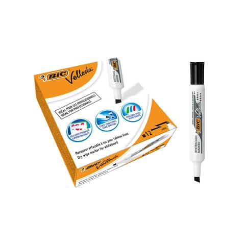 Marcatore per lavagne bianche BIC Velleda 1791 punta a scalpello tratto 3,3-4,6 mm nero - 9431931